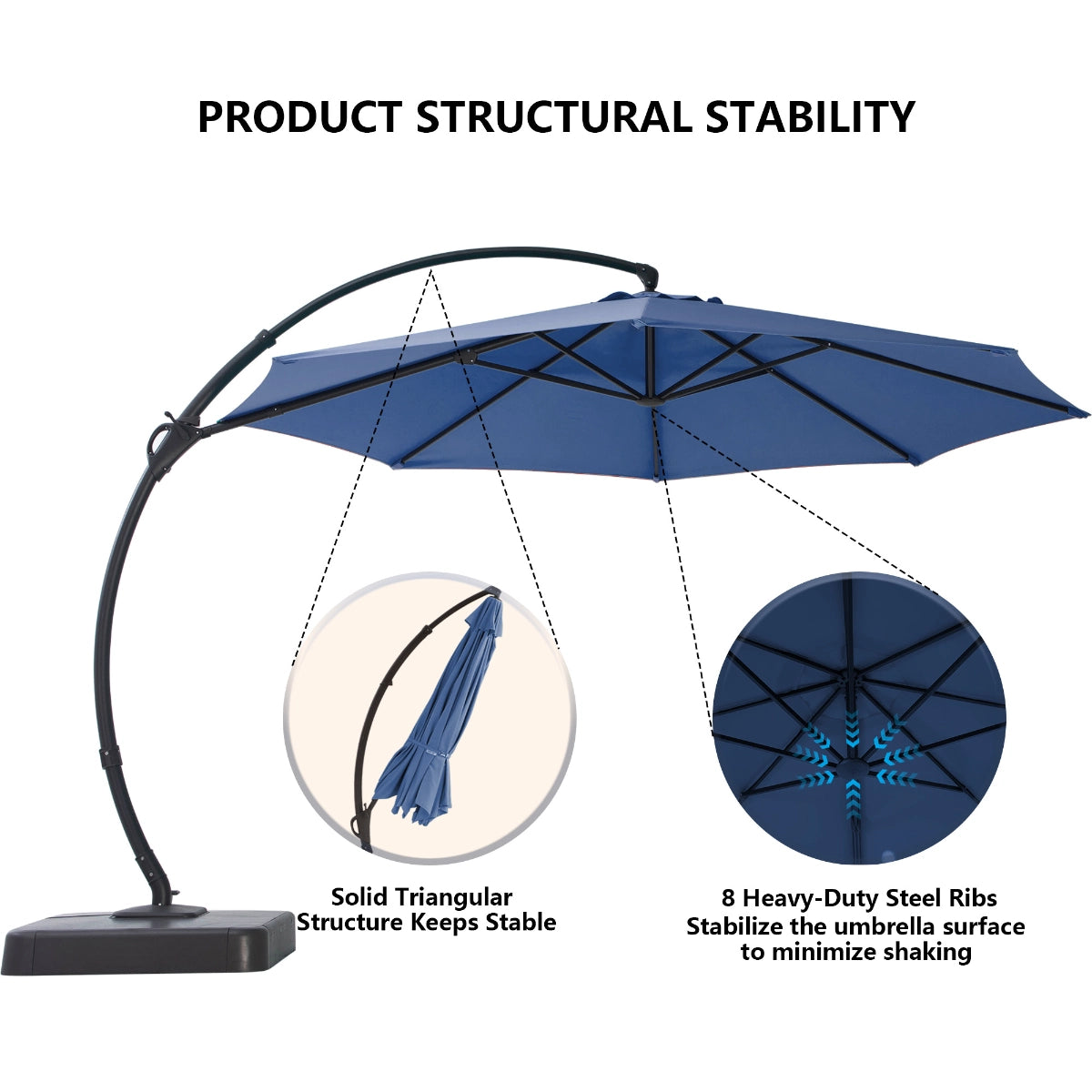 12' Deluxe Cantilever Patio Umbrella for Large Outdoor Spaces