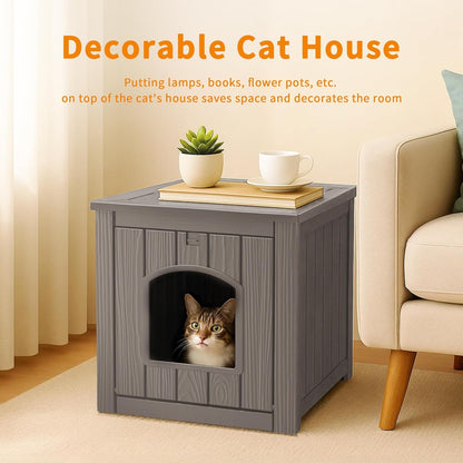 Yardgrac Outdoor Cat House - Weatherproof Resin Cat Houses for Outdoor Cats, Durable & Insulated Shelter for Garden, Patio, or Backyard