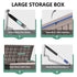 180 gallon light brown outdoor storage box with hydraulic gas struts, anti pinch soft close lid and metal hardware