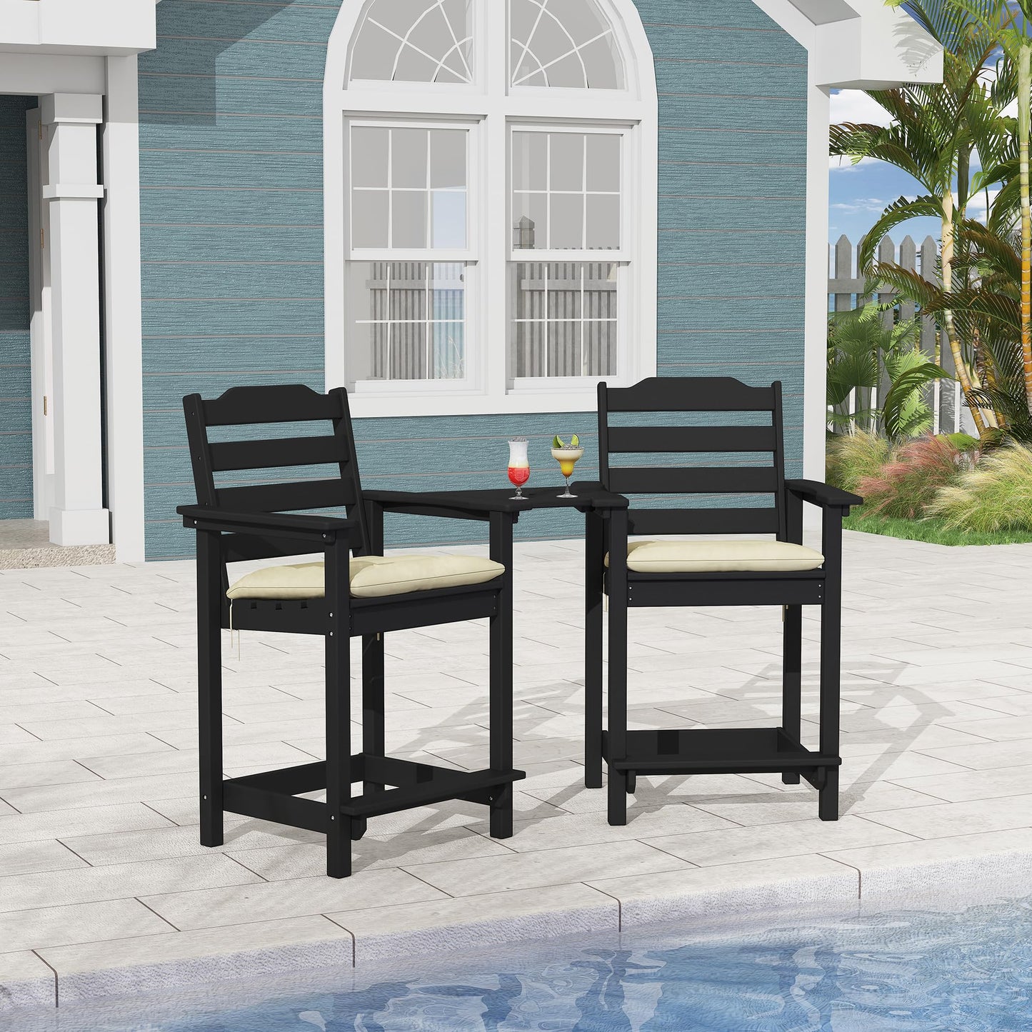 Outdoor Chair Cushions Set of 2 for Patio Furniture, Waterproof Tufted Overstuffed Patio Furniture Cushions, Thick Outdoor Seat Cushion