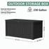 230 gallon black outdoor storage deck box dimensions with resin storage container specifications