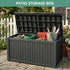 230 gallon black outdoor storage box for patio, garden and deck organization