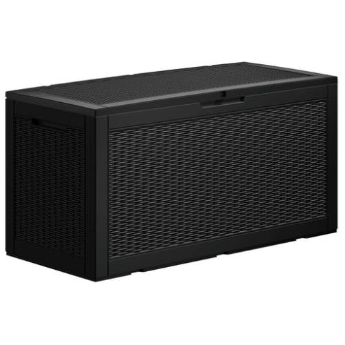 100 Gallon Outdoor Storage Box, Resin Deck Box, Waterproof , Lockable, UV-Resistant, Black