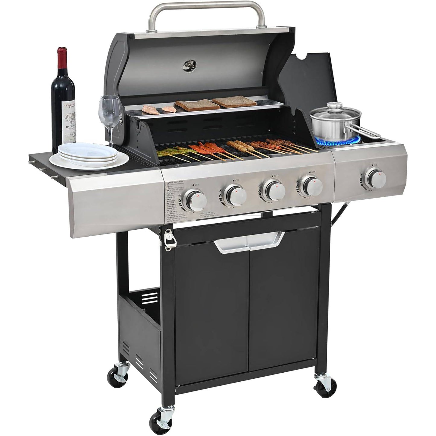 Propane Grill 4 Burner Barbecue Grill Stainless Steel Gas Grill