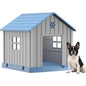Yardgrace Indoor Outdoor Waterproof Dog House,PP Material,Puppy Shelter with Air Vents and Elevated Floor,Sturdy Dog Kennel for Small to Large Sized Dogs, Easy to Assemble (Blue, 38.62×36.26×38.07 Inches)