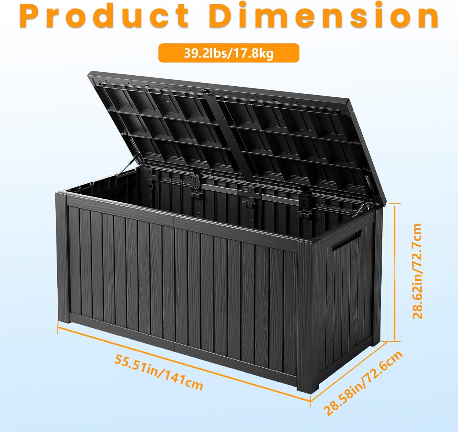 200 gallon outdoor storage box dimensions 141 x 73 x 86 cm