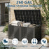 260 gallon outdoor storage box with spacious interior for patio cushions, pillows, pool toys, garden tools and outdoor supplies.