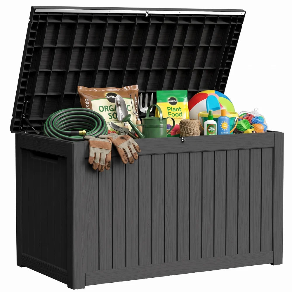 Large Outdoor Storage Box with Lid for Patio and Garden Storage
