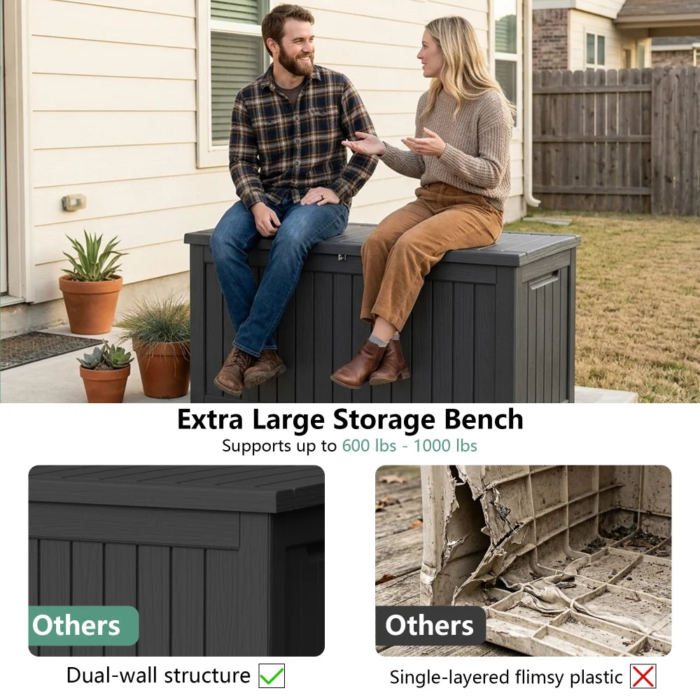 Waterproof Patio Storage Box with Lockable Lid