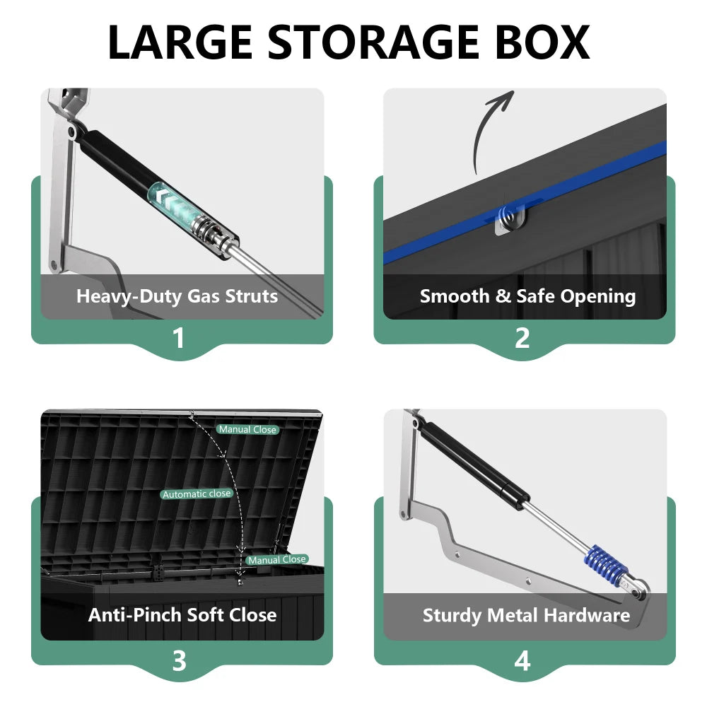 Outdoor Patio Storage Box for Pool Accessories and Cushions