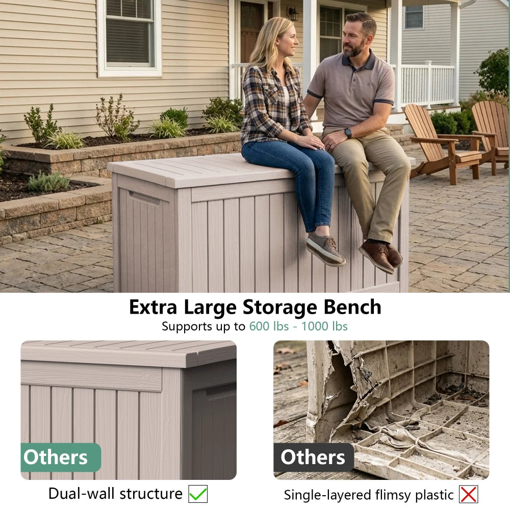 Outdoor Storage Box with Rattan Style Panel Design