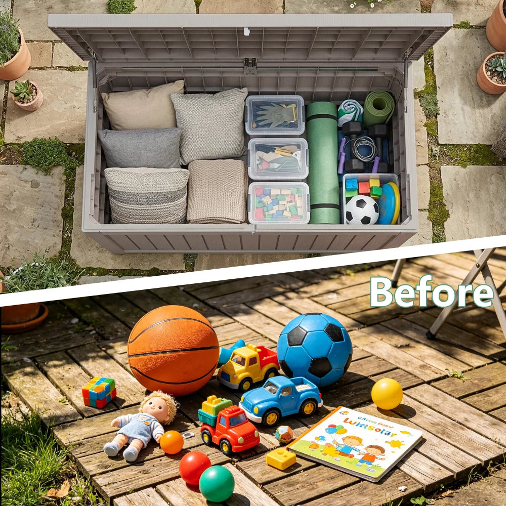 Outdoor Storage Box Feature Details and Hardware Display