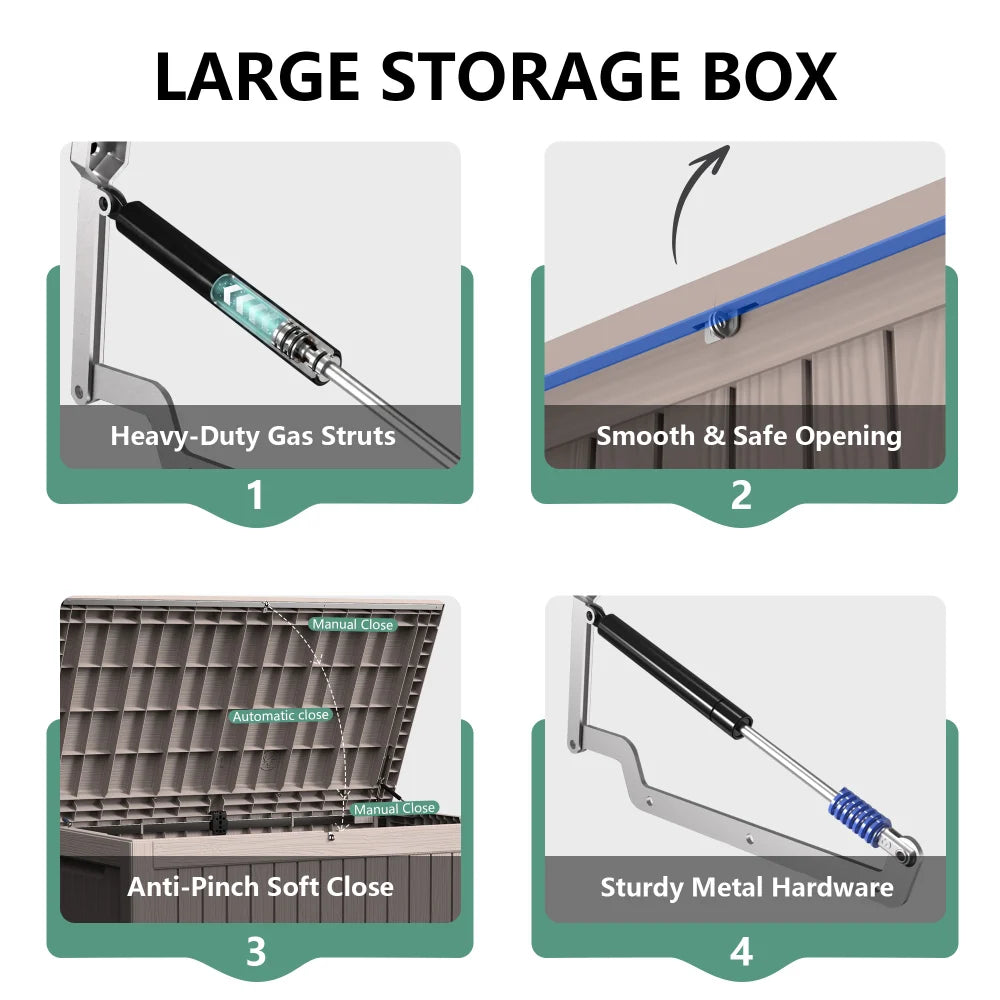 Outdoor Storage Box for Blankets, Toys and Gardening Supplies