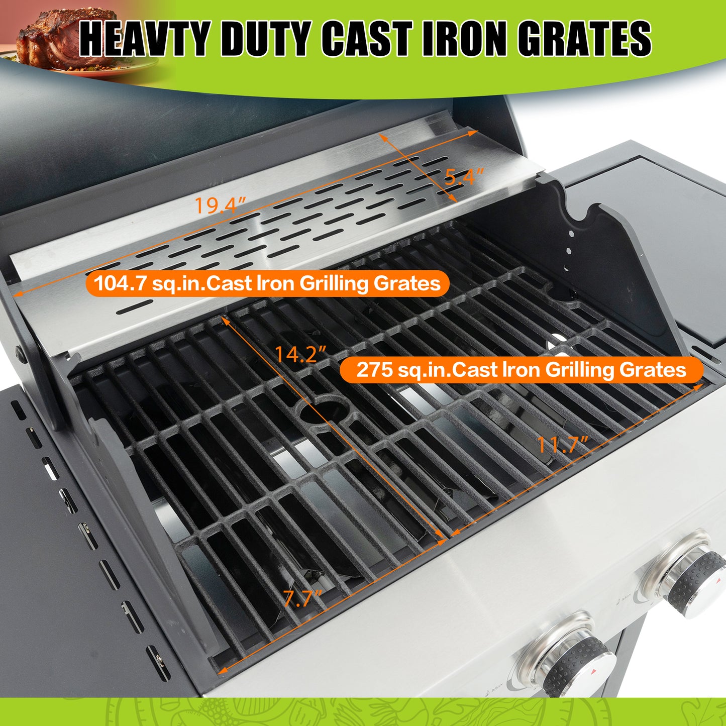 Gas Grill, 4 Burner/Silver BBQ Propane Gas Grill
