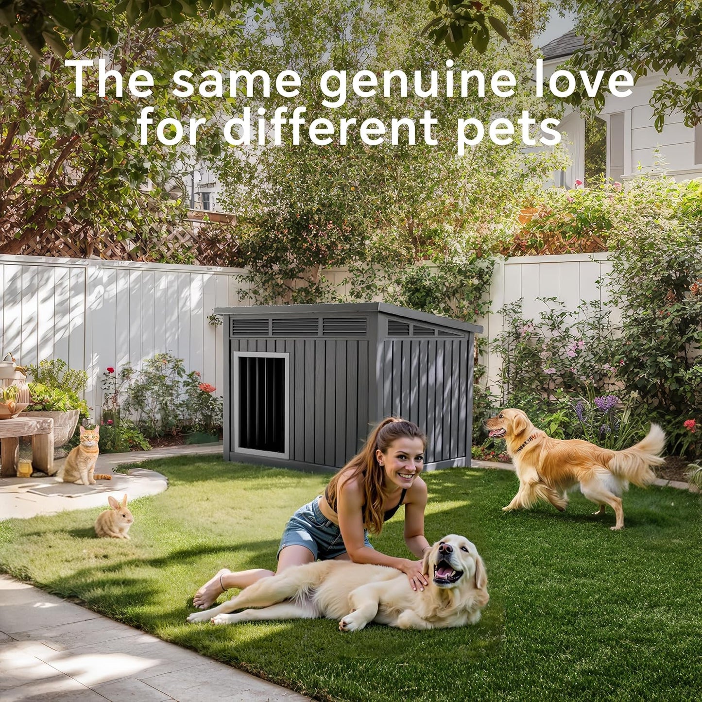Yardgrace Dog House for Both Indoor and Outdoor with Weatherproof Roof Removable Floors for Medium to Large Dogs Interior Space (Black, Large (42.87 * 32.95 * 31.61''))