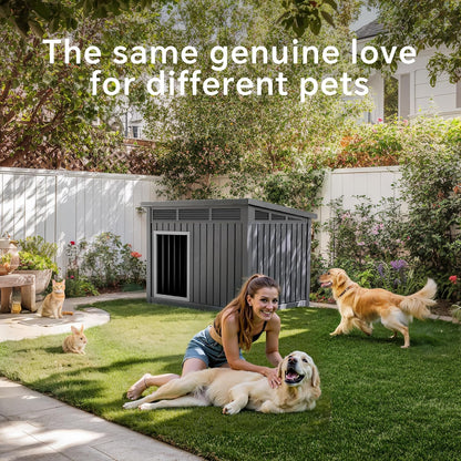 Yardgrace Dog House for Both Indoor and Outdoor with Weatherproof Roof Removable Floors for Medium to Large Dogs Interior Space (Black, Large (42.87 * 32.95 * 31.61''))