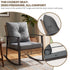 Cushioned rocking chair with 105-degree backrest angle detail