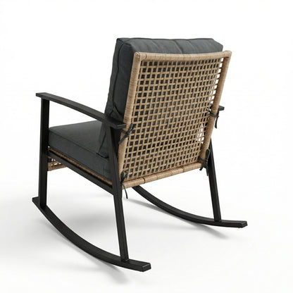 3-Piece Woven Rattan Rocking Chair Set