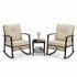 3-piece rattan rocking chair set with two cushioned chairs and side table