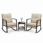 3-Piece Woven Rattan Rocking Chair Set
