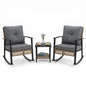 3-Piece Woven Rattan Rocking Chair Set
