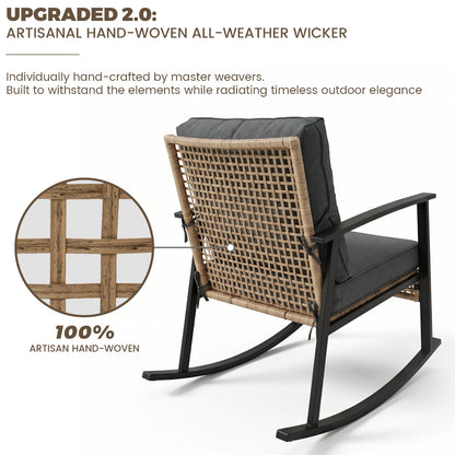 3-Piece Woven Rattan Rocking Chair Set