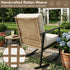 Woven rattan rocking chair back detail in an outdoor setting