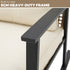 Rocking chair armrest and frame close-up with beige cushion