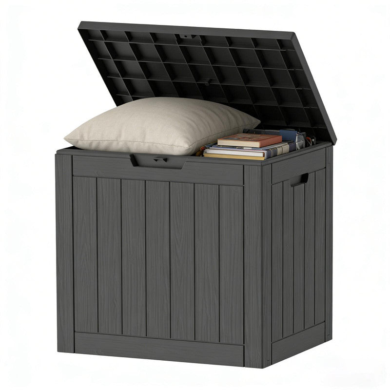 35 gallon black resin outdoor storage deck box for patio, garden and outdoor organization