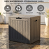 35 gallon black waterproof outdoor storage deck box with stormproof resin shell construction