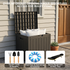 35 gallon black resin deck box with lid, compact outdoor storage container for patio and garden