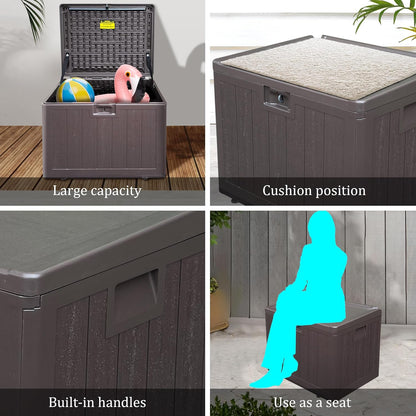 33 Gallon Pro Lockable Resin Deck Box, Waterproof Outdoor Storage Box for Patio Furniture, Garden Tools, Pool Accessories, UV-Resistant Outside Delivery, Brown