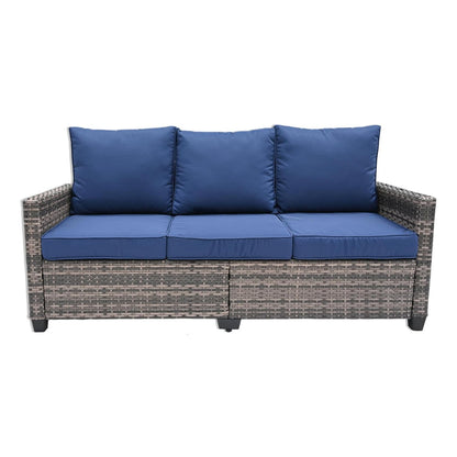 【Flash Sale】Yardgrace 3 Seats Outdoor Patio Furniture Set, Patio Sofa with High Curvy Back, All Weather Wicker Patio Couch, Premium Outdoor Sofa with Brown Wicker and Thick Cushions for Garden, Backyard, Porch