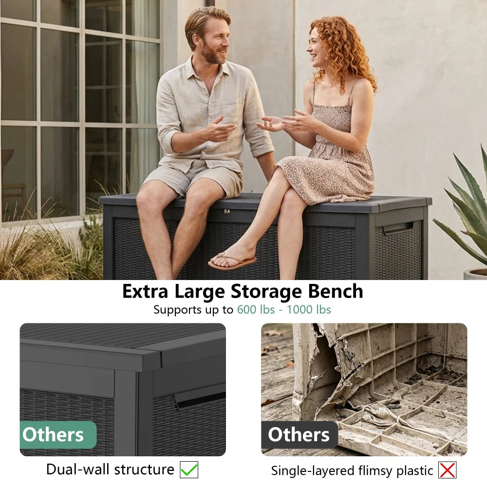 320 Gallon Outdoor Storage Box Waterproof Deck Box