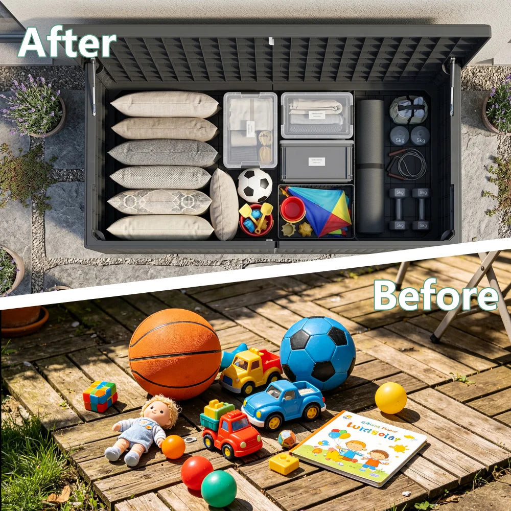 Garden Storage Box with Lockable Lid for Outdoor Use