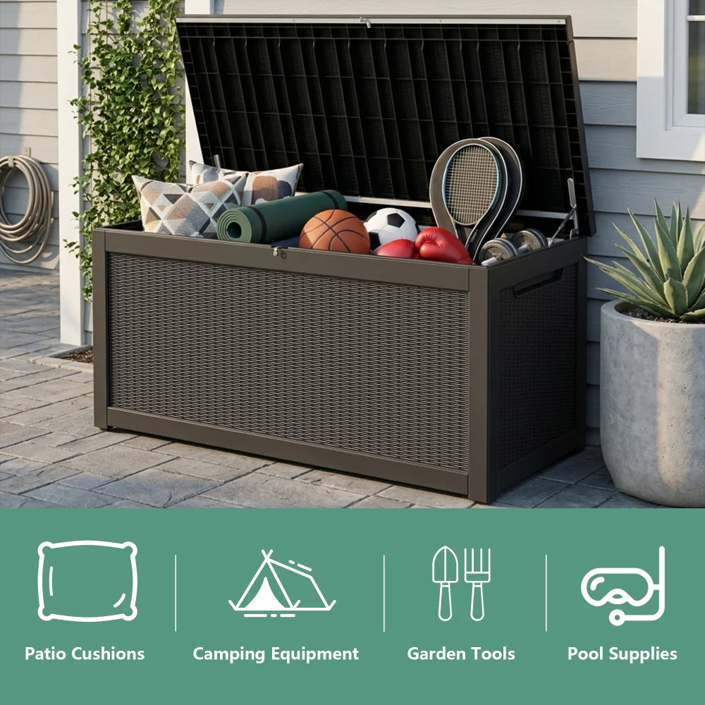 Large Patio Storage Box for Pool Accessories and Cushions
