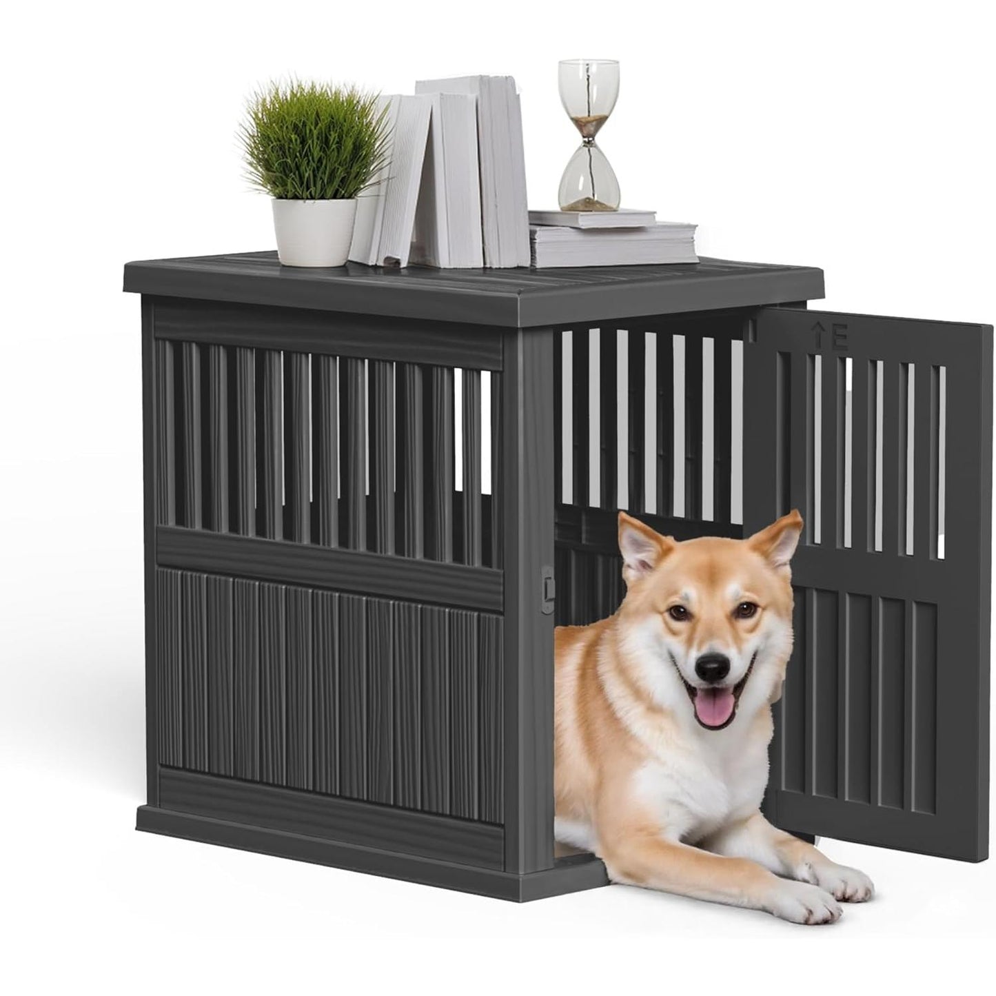 Extra Large Weatherproof Dog House for Large Breeds - Indoor Outdoor Kennel with Asphalt Roof, Brown - 39.4" L x 28.4" W x 32.8" H
