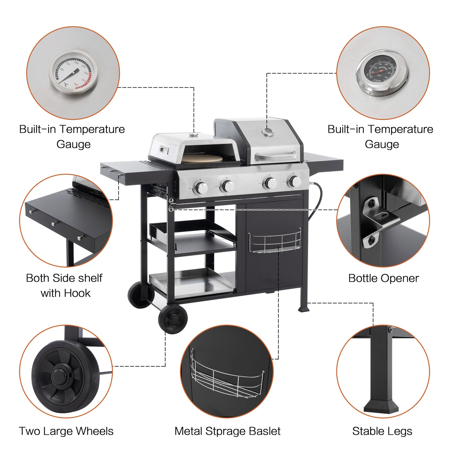 2+2 Multi-function Burner GasGrill and Griddle Combo