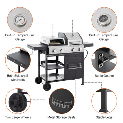 2+2 Multi-function Burner GasGrill and Griddle Combo