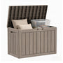 50 gallon light brown resin outdoor storage deck box for patio, garden and backyard organization