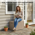 50 gallon light brown outdoor storage box dimensions with resin deck box specification details