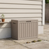 50 gallon light brown outdoor storage deck box assembly structure with modular resin panel design