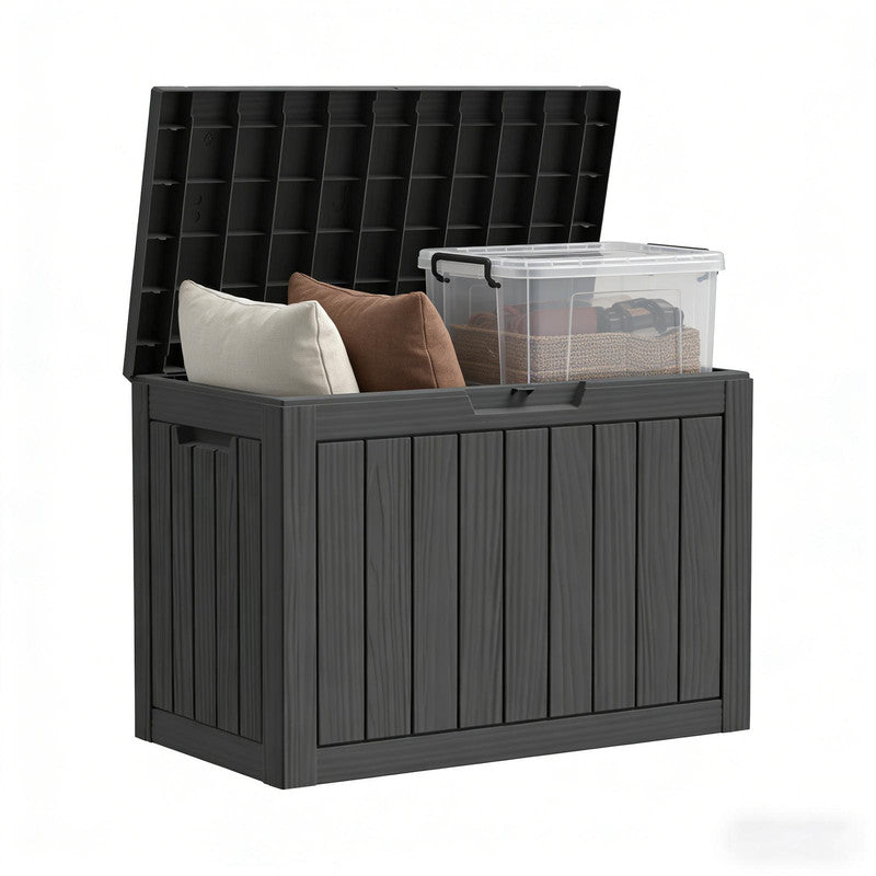 50 gallon black resin outdoor storage deck box for patio, garden and outdoor organization