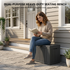 50 gallon black waterproof outdoor storage deck box with stormproof resin shell construction