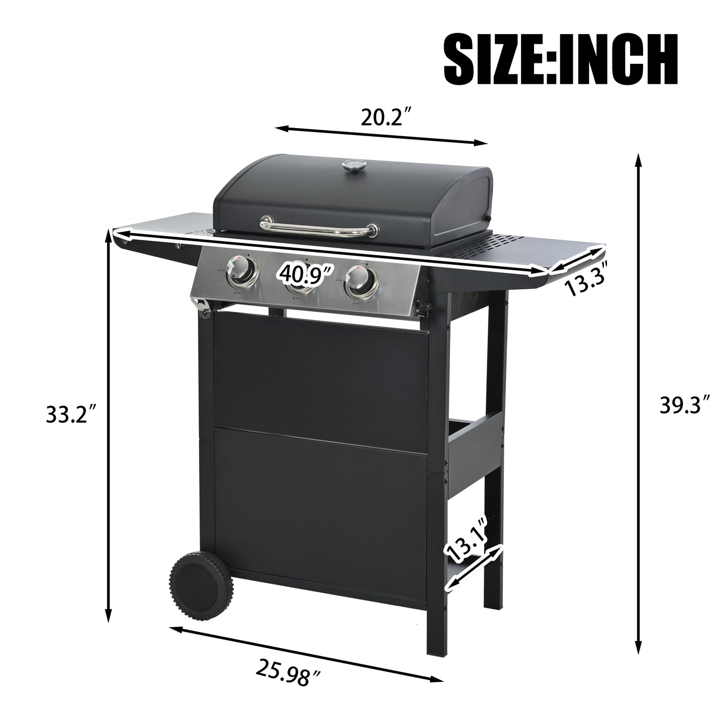 Propane Gas Grill with 3 Stainless Steel Burners 26,000 BTUs Black