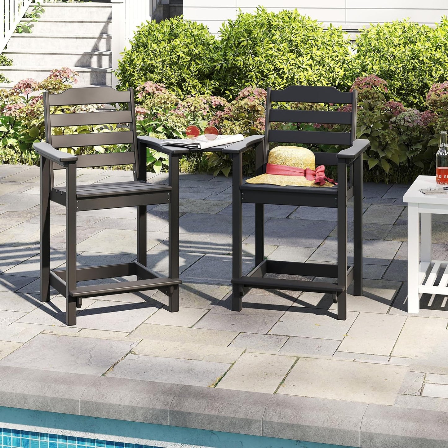 Yardgrace Tall Adirondack Chair, HDPE Bar Height Indoor&Outdoor Chair, All Weather Resistant Adirondack Outdoor Bar Stools for Balcony, Porch Kitchen, Bistro, Poolside, Backyard