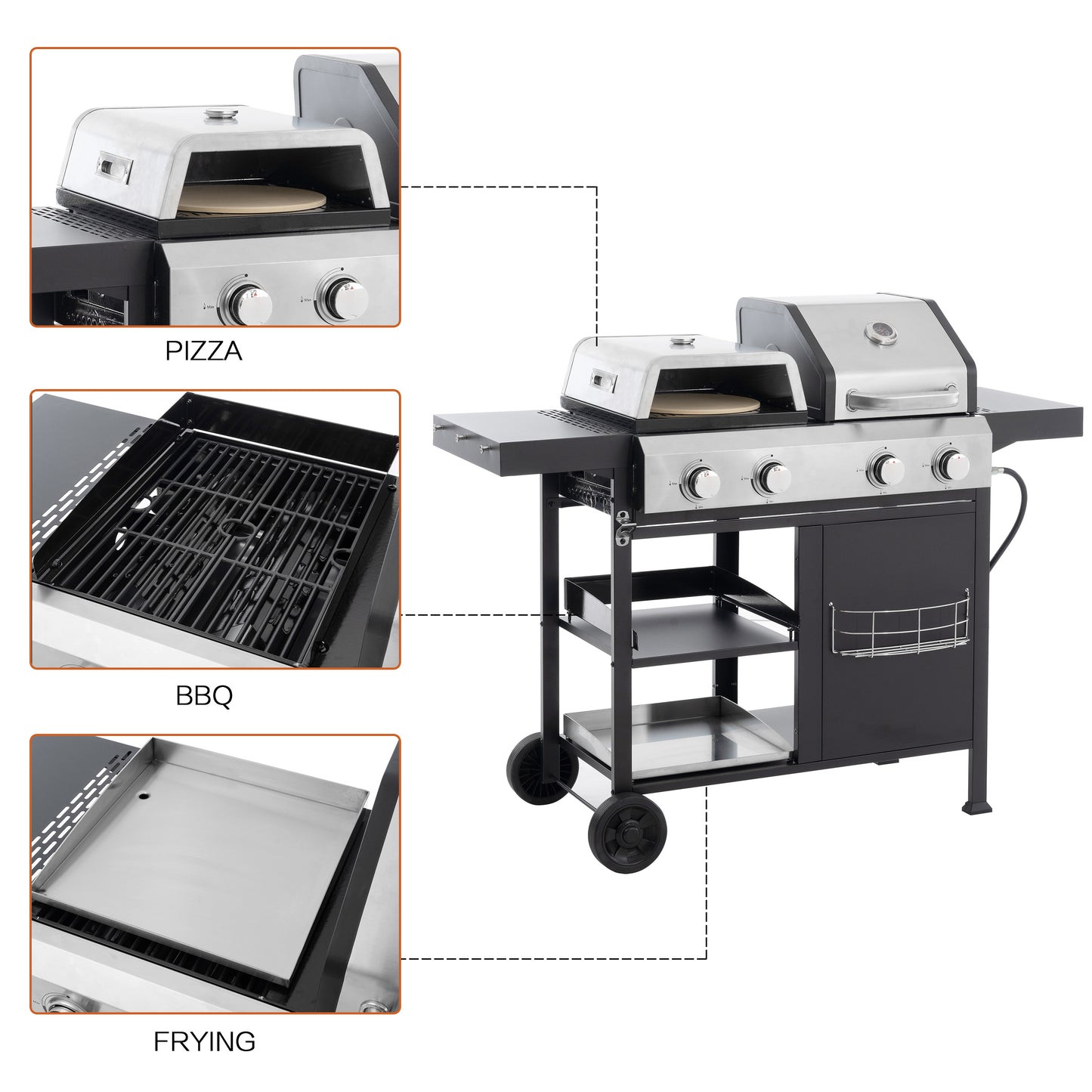 2+2 Multi-function Burner GasGrill and Griddle Combo