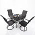 5-piece square patio dining set with four Textilene swivel chairs
