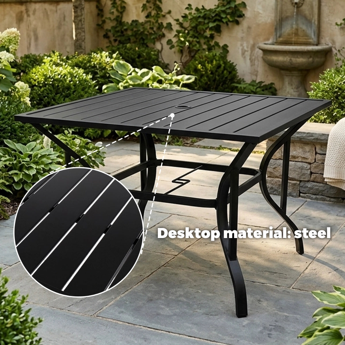 5-Piece Outdoor Patio Dining Set with Square Table & Textilene Chairs