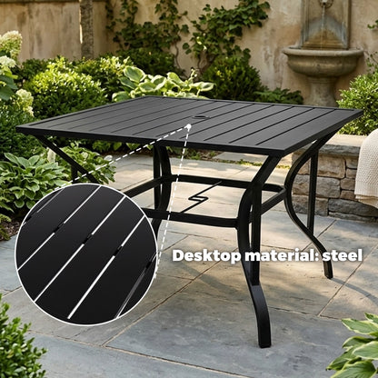 5-Piece Outdoor Patio Dining Set with Square Table & Textilene Chairs